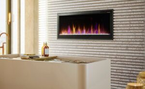 electric linear fireplace installation in Lake Forest CA